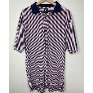 Footjoy Navy/Pink Stripe Short Sleeve Golf Polo Shirt | Size Large
